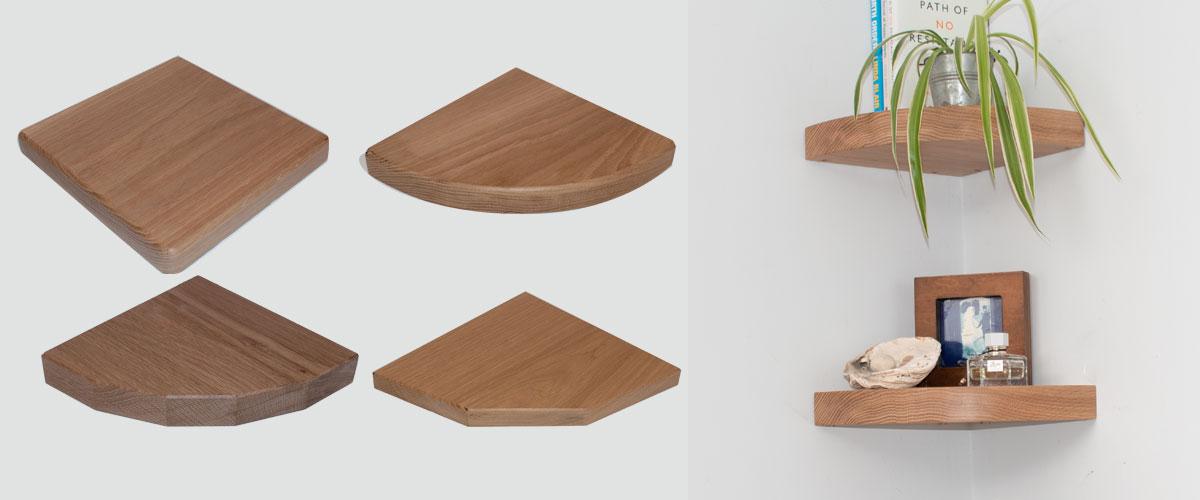 quarter radius oak corner Shelf Green Oak Man